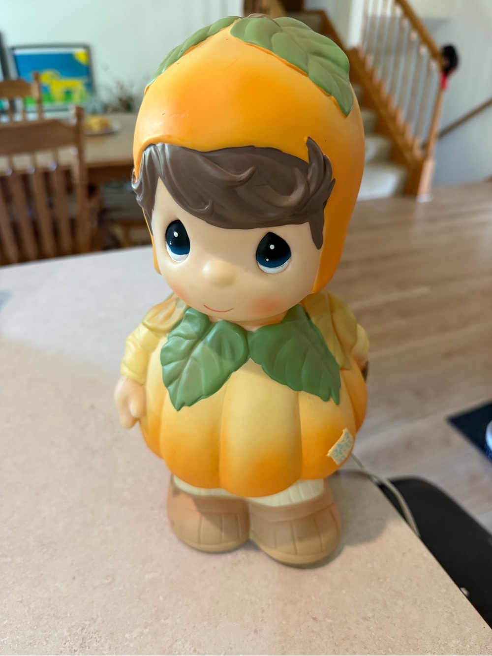 Precious Moments Pumpkin Outfit Figurine in Orange and Green